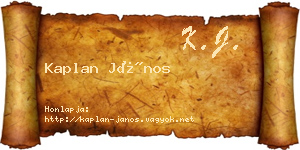 Kaplan János névjegykártya